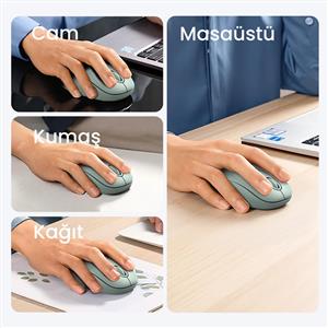 UGREEN 90672 2400 DPI SESSIZ WIRELESS KABLOSUZ MOUSE-YEŞİL