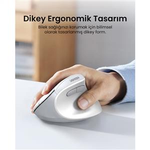 UGREEN 95902B 4000 DPI DİKEY ERGONOMIK BLUETOOTH MOUSE-BEYAZ