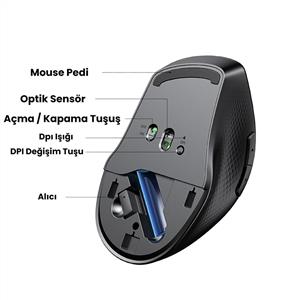 UGREEN 90395 4000 DPI  ERGONOMIK WIRELESS MOUSE-SİYAH