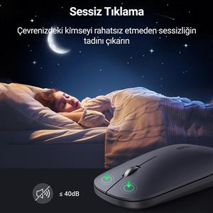 UGREEN 90372 4000 DPI SESSIZ KABLOSUZ MOUSE-SİYAH