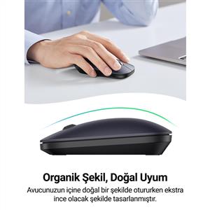 UGREEN 90372 4000 DPI SESSIZ KABLOSUZ MOUSE-SİYAH