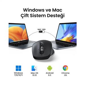 UGREEN 75498 5000 DPI 3 CIHAZ BAĞLANTILI BLUETOOTH MOUSE-SİYAH