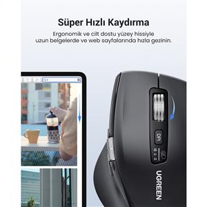 UGREEN 45792 5000 DPI ERGONOMIK SESSIZ KABLOSUZ MOUSE-SİYAH