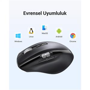 UGREEN 45792 5000 DPI ERGONOMIK SESSIZ KABLOSUZ MOUSE-SİYAH