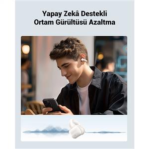 UGREEN HiTune S3 True Clip Kablosuz Kulak İçi Kulaklık, 30 Saat Çalma Süresi - Beyaz