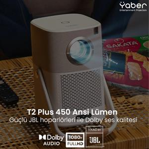 Yaber T2 Plus GTV Full HD Taşınabilir Bataryalı Projeksiyon JBL 450 Lümen