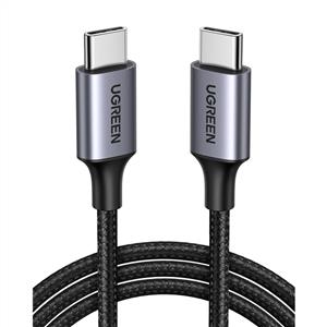 UGREEN USB-C 60W 3A QC PD Örgülü Hızlı Şarj Kablosu, 1 Metre - Siyah